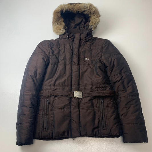 Women’s LACOSTE Puffer Jacket / Metallic Brown / Size 36 / Uk 8 / Removable Hood