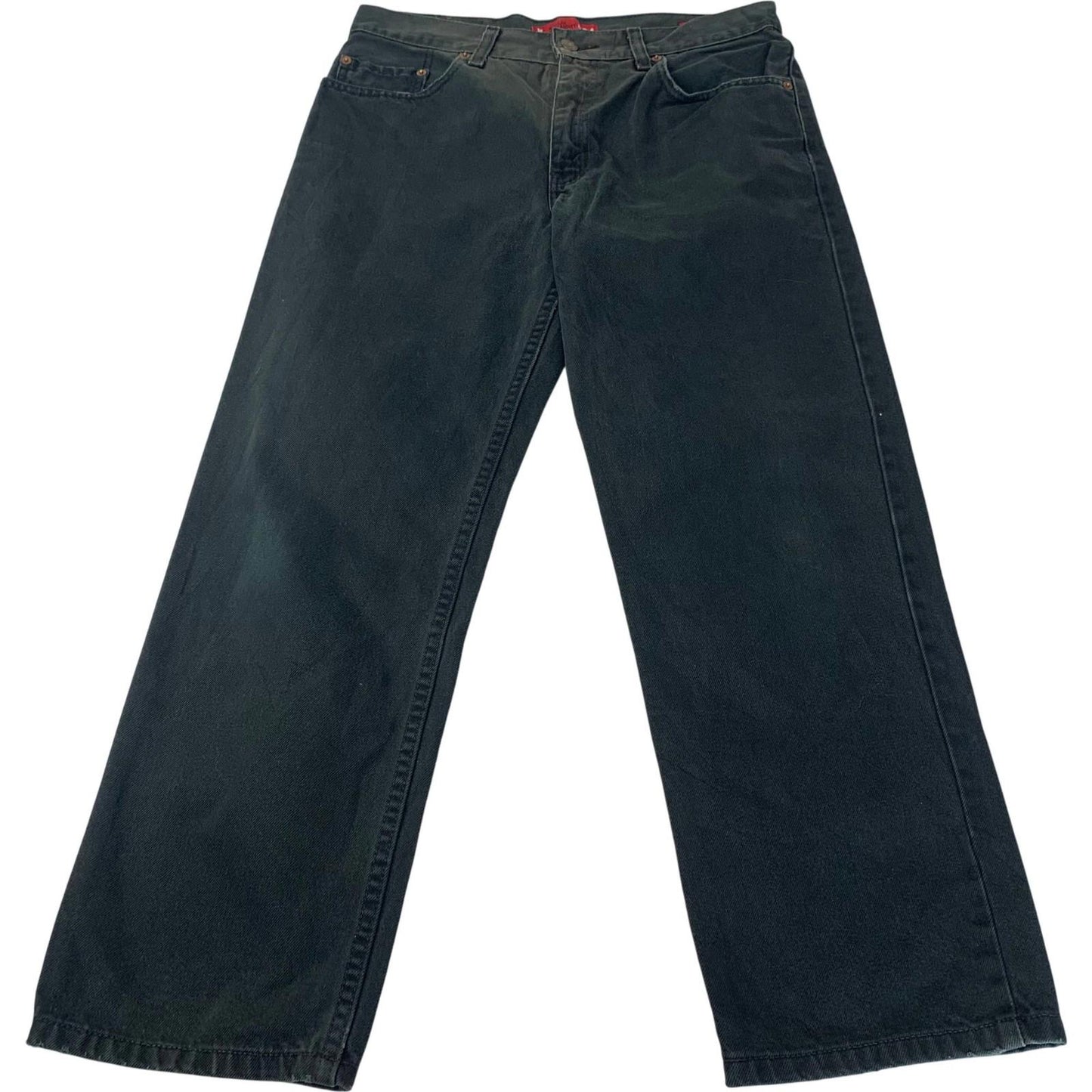 LEVI'S 504 Regular Straight Jeans Distressed Black Denim Mens W33 L27