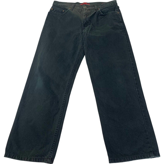 LEVI'S 504 Regular Straight Jeans Distressed Black Denim Mens W33 L27