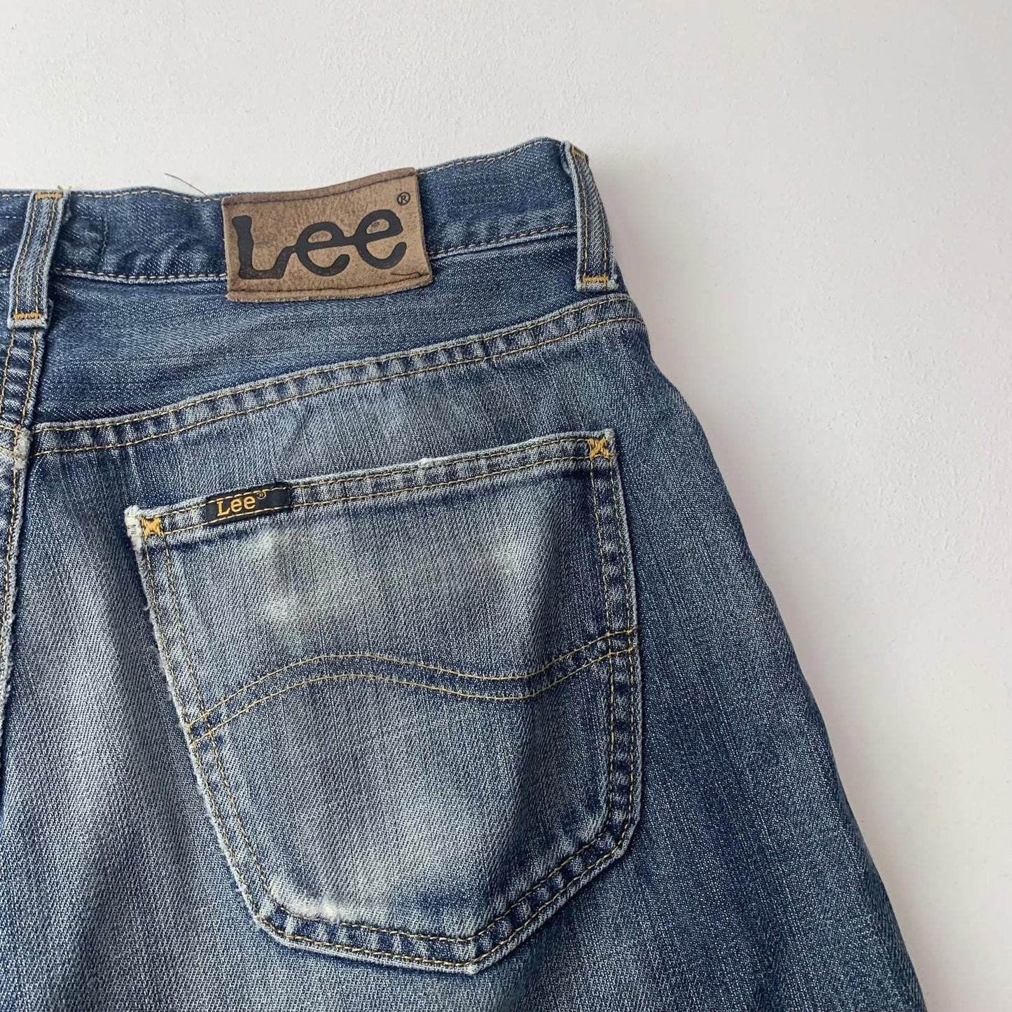 Lee Denim Shorts Distressed Casual Blue Mens W32
