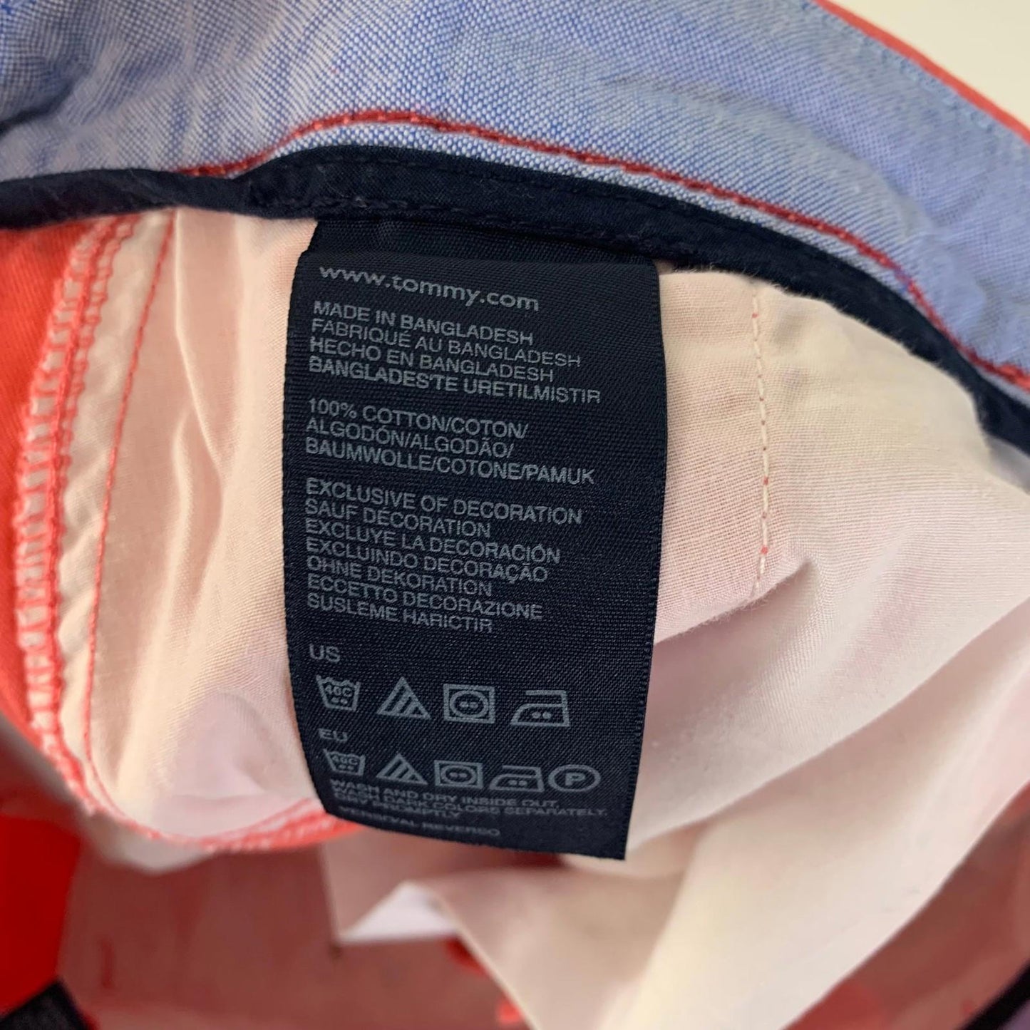 Tommy Hilfiger Slim Fit Trousers Casual Lightweight Pink Mens 34 X 30