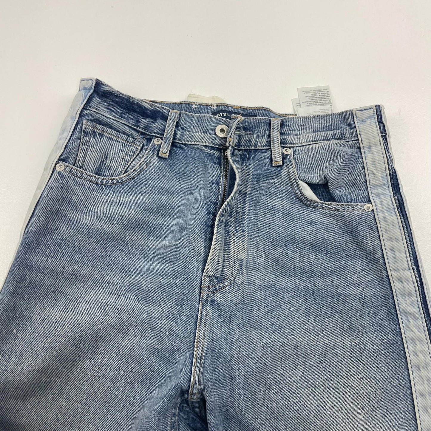 Levi's Made & Crafted Barrel Crop Jeans Stripe Denim Blue Womens UK 8