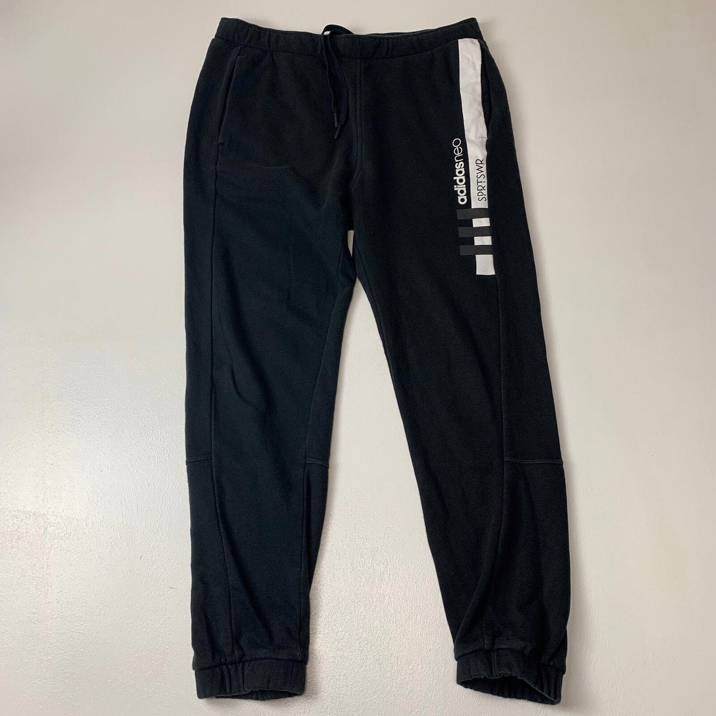 Mens ADIDAS NEO Joggers / Black / Small / Jogging Bottoms / Ankles 25” inside l