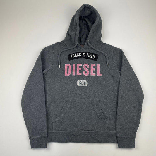 Women’s Grey DIESEL Spellout Hoodie Sweatshirt , Size XL
