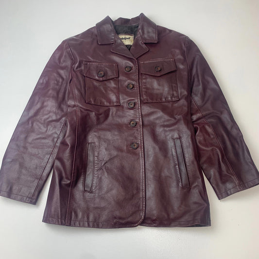 Women’s CONBIPEL Leather Jacket / Italian 44 / Burgundy / Small - Medium