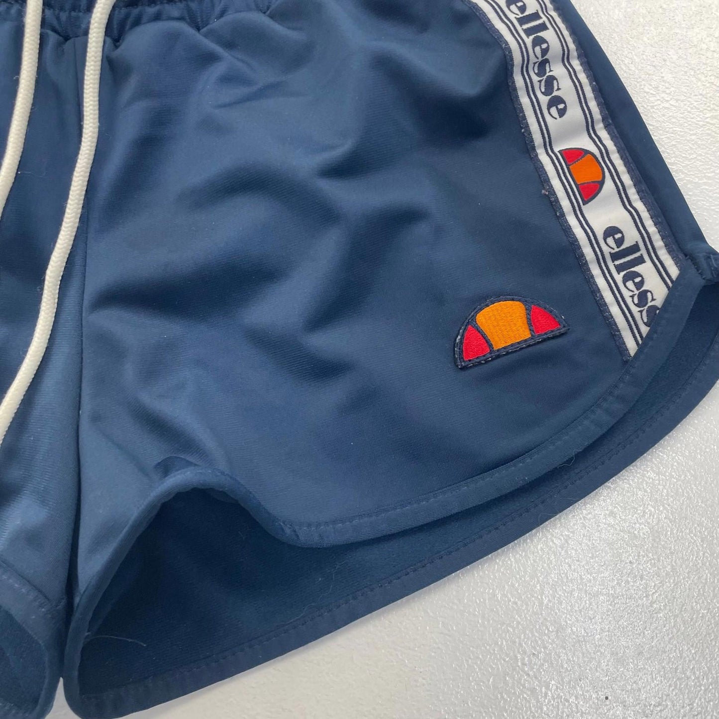 Ellesse Women's Hot Pants Retro Logo Design Navy Blue Shorts UK 6