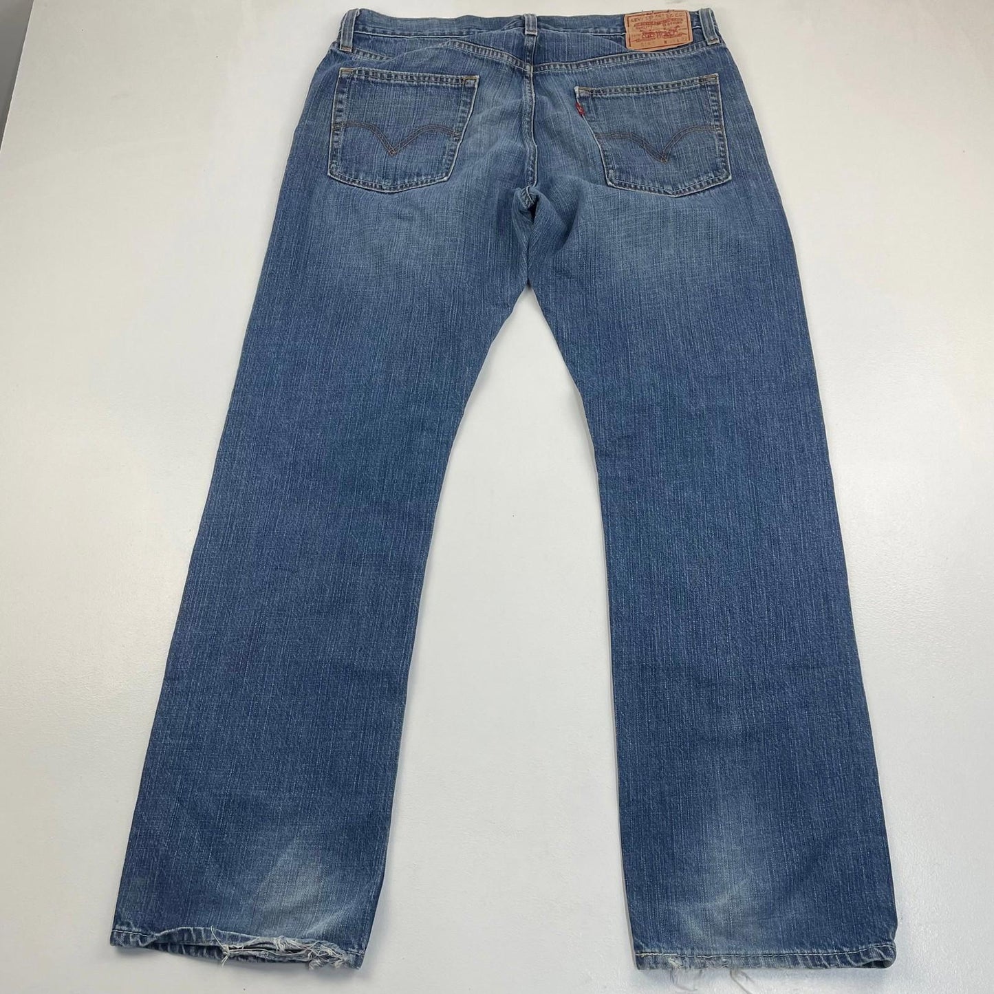 LEVI'S 514 Jeans Slim Straight Fit Distressed Blue Cotton Mens W36 L32