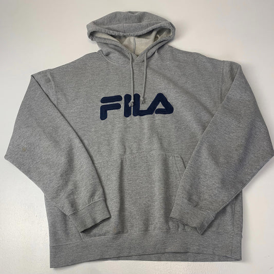 Womens FILA Spellout Hoodie / Grey / Oversized Large