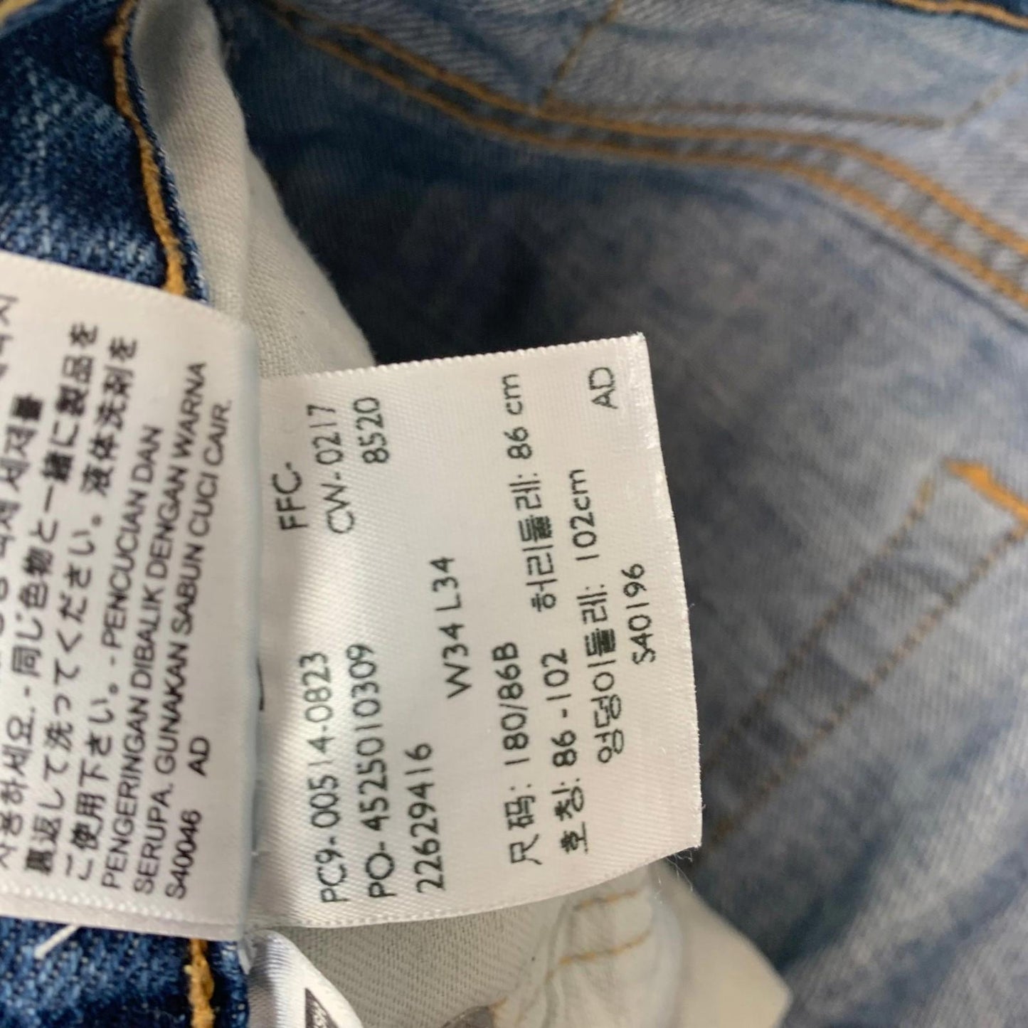 LEVI'S 514 Straight Fit Jeans Classic Blue Denim Mens W34 L34