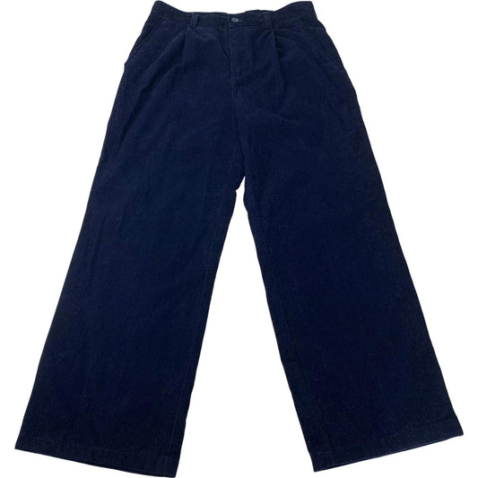 Corduroy Wide-Leg Trousers Casual Style Retro Blue Womens Size UK 8