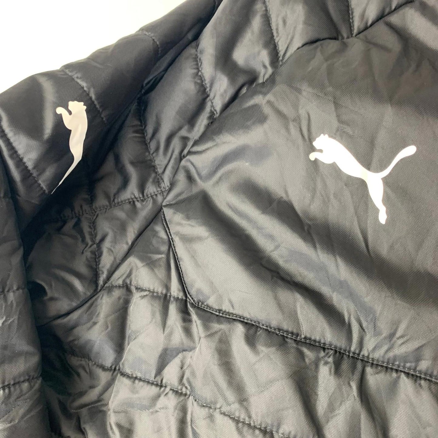 Puma Jacket Fleece Lined Warm Cell Black Zip Pockets Mens L