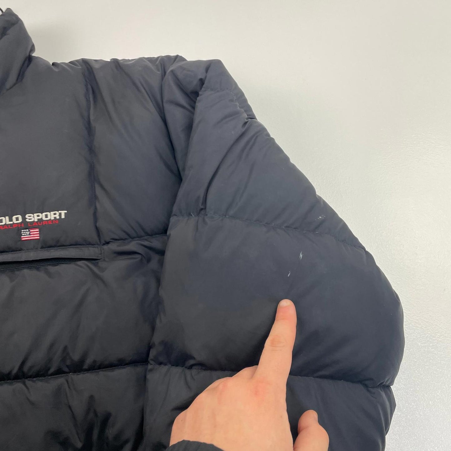 RALPH LAUREN Polo Sport Puffer Jacket Quilted Black Warm Mens XL