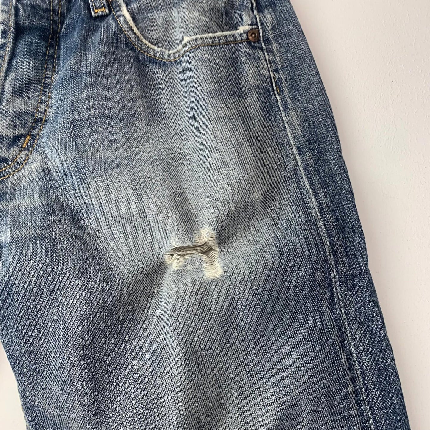 Lee Denim Shorts Distressed Casual Blue Mens W32