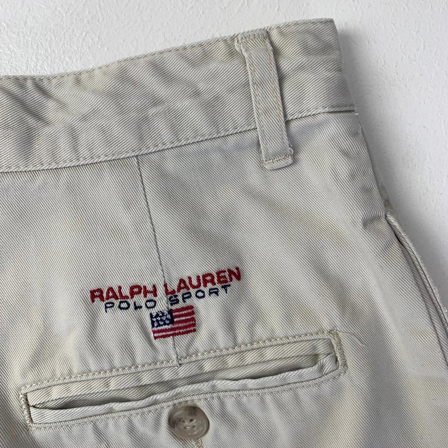Ralph Lauren Polo Sport Bermuda Chino Shorts Beige Pleated Cotton Women Size 4