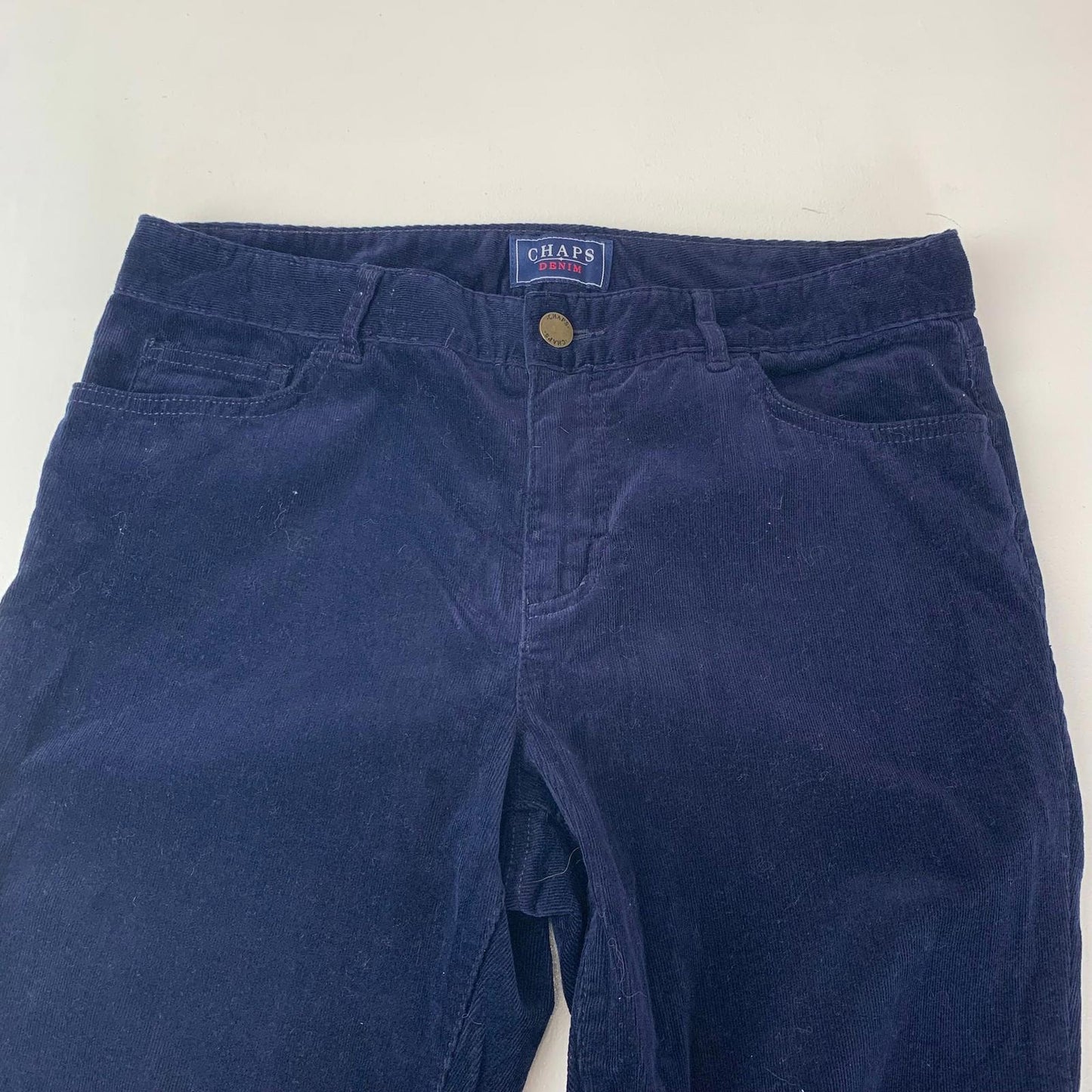Chaps Denim Trousers Casual Corduroy Navy Blue Women UK 14