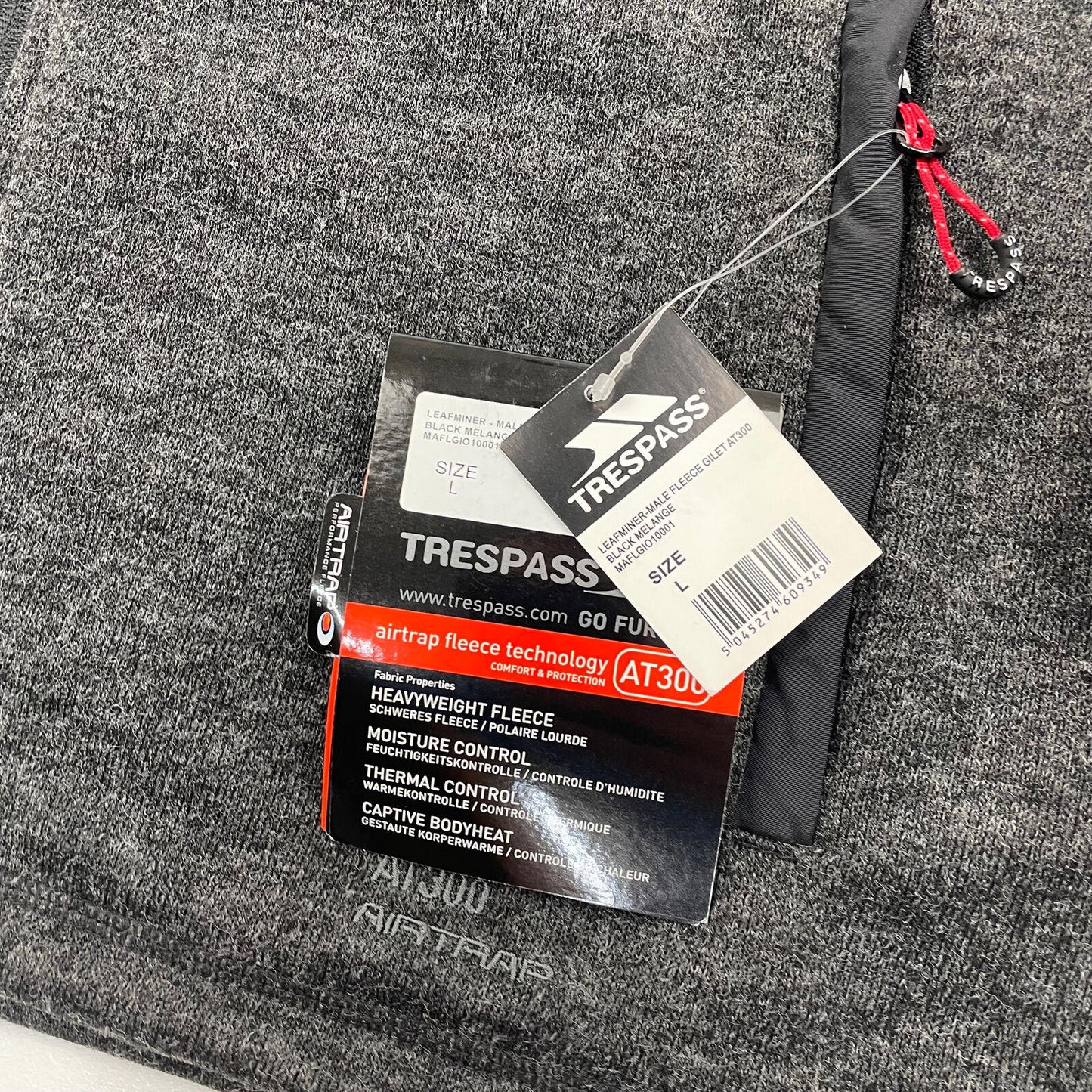 BNWT TRESPASS AIR TRAP 300 Men’s Grey Gilet Fleece Jacket , Size Large