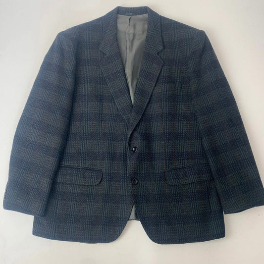Mens Chequered Wool Jacket / Large