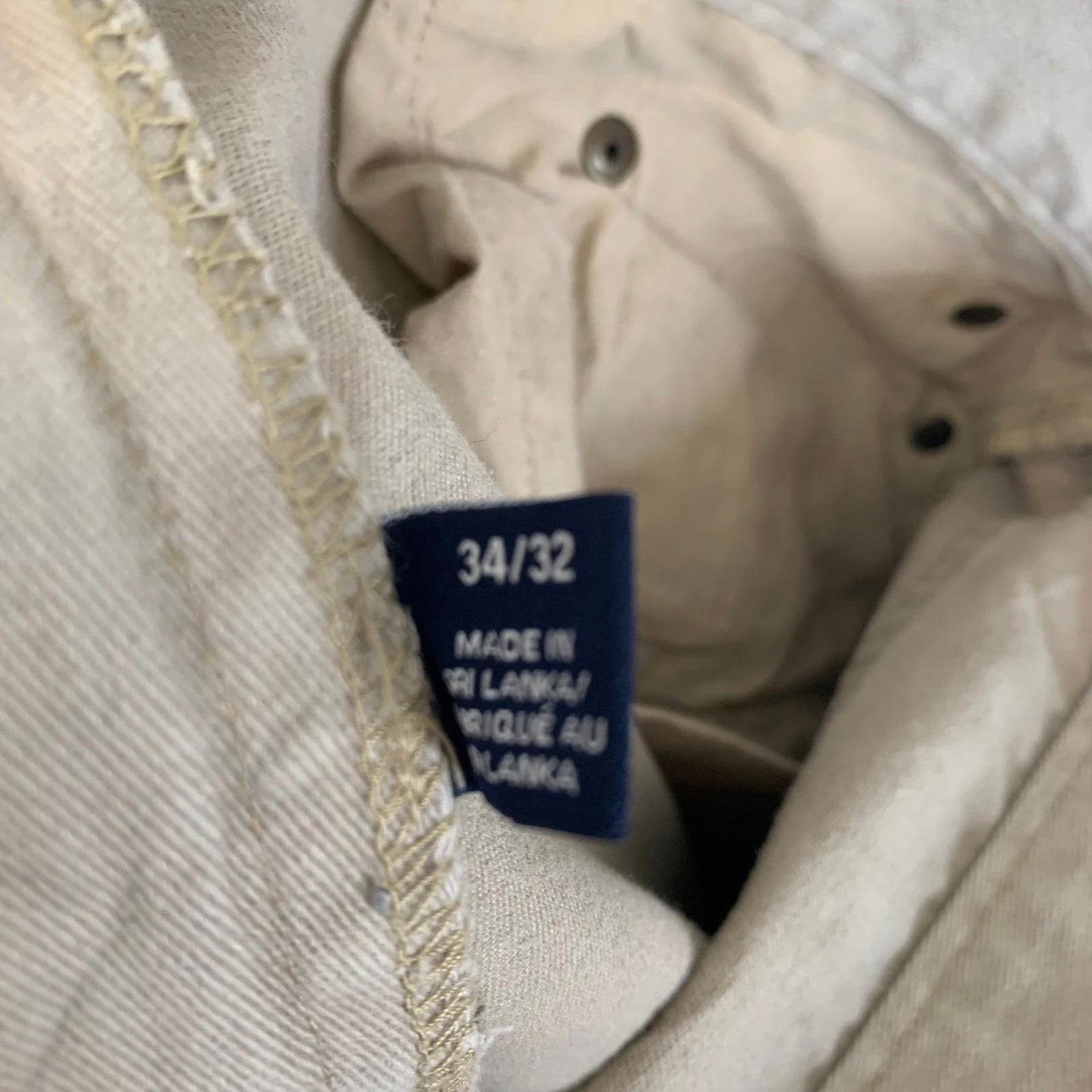 Chaps 5-Pocket Twill Trousers Casual Beige Mens 34 X 32