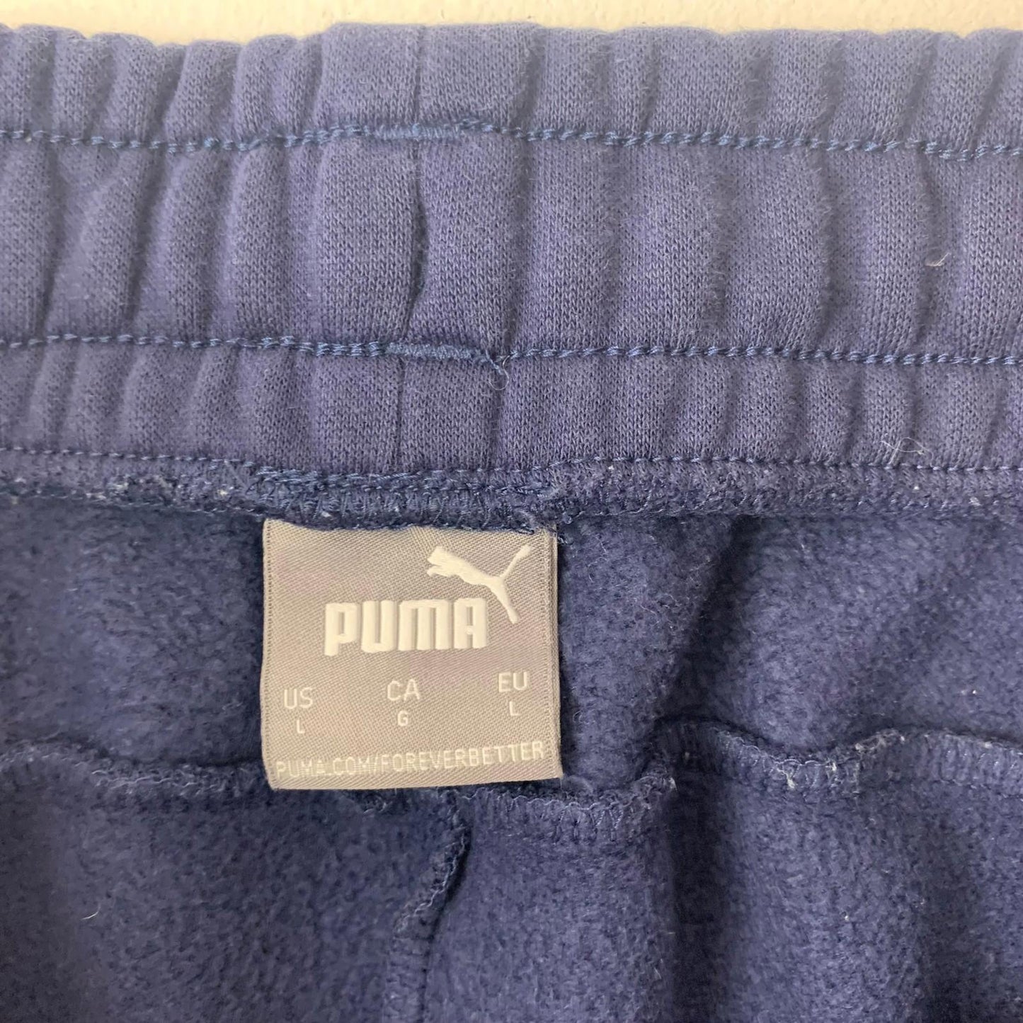 Puma Joggers Athletic Elastic Waist Cuffed Navy Blue Mens L