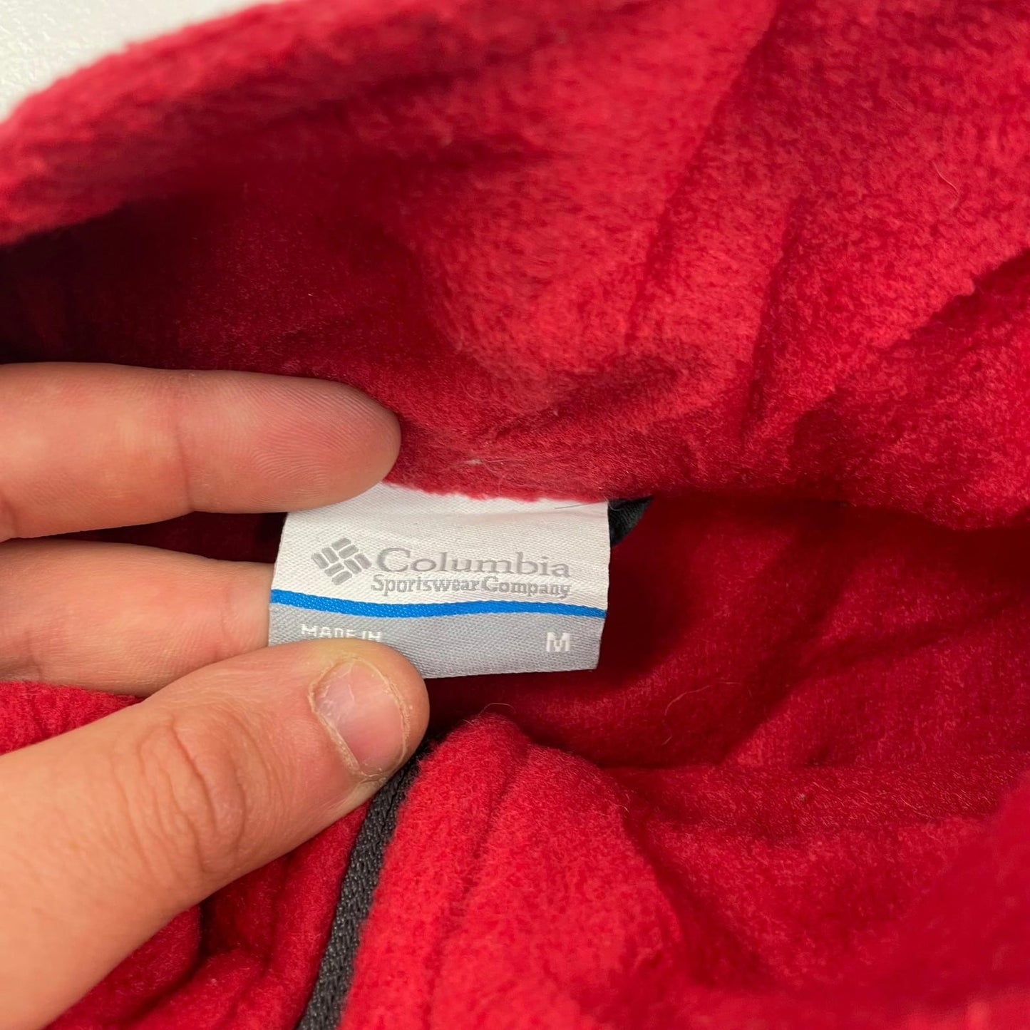 COLUMBIA Fleece Jacket Warm Winter Red Zip Mens M