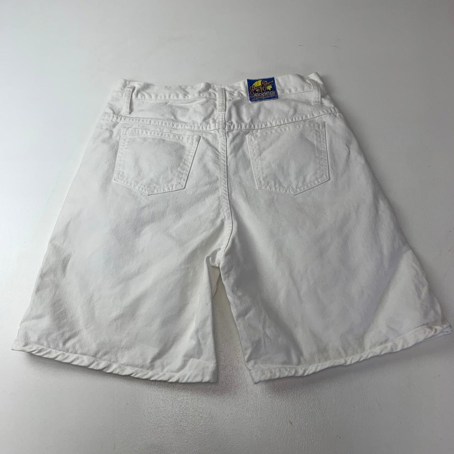 Johnny Jeans White Denim Shorts Mickey Mouse Print Women UK 10