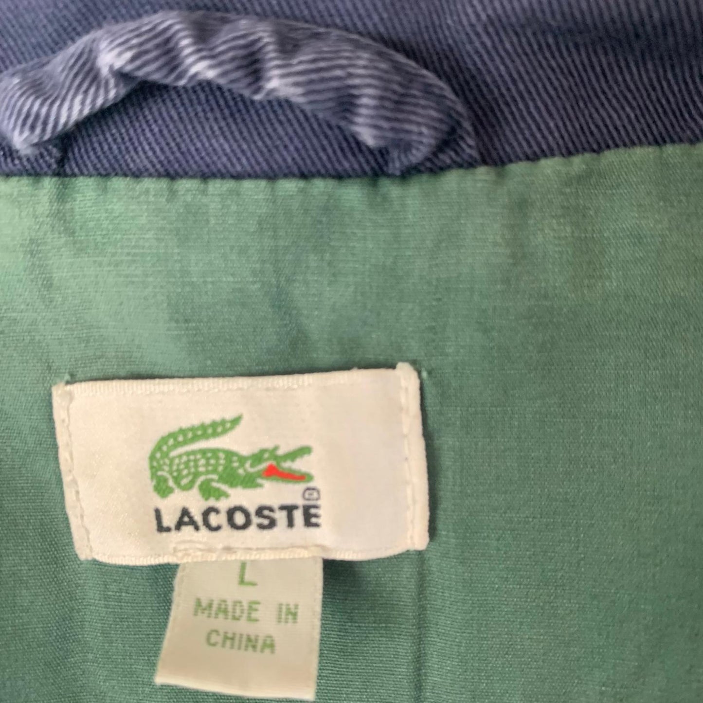 Lacoste Jacket Casual Zip Logo Navy Cotton Mens L